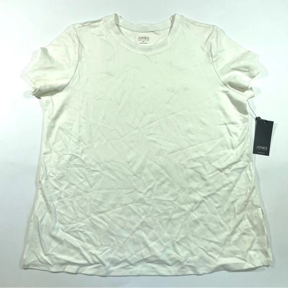 New Jones New York Split Hem Tee Shirt White Size 2X Short Sleeve - Picture 2 of 7